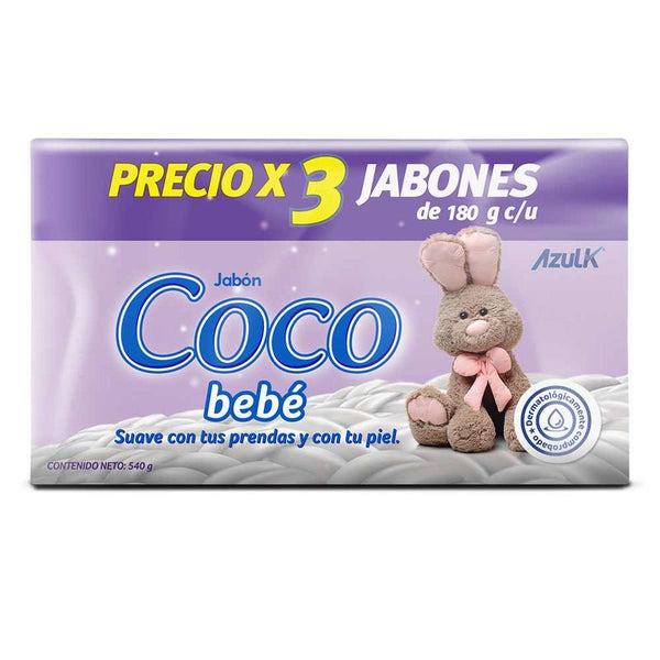 jabon azulk coco 3u 540g bebe